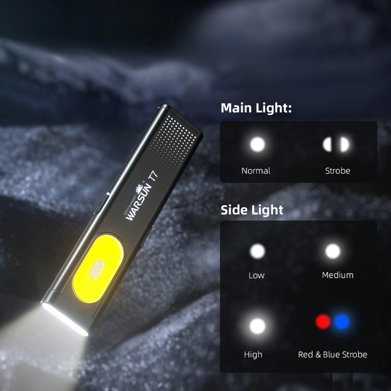 Warsun LED Keychain Flashlight USB Rechargeable 800Lm Portable Mini Torch Light Pocket Lantern Flood Outdoor Work Light