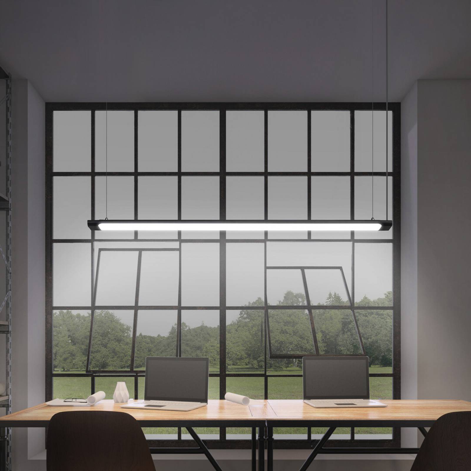 OSRAM Pendellampa Office line Slab, dimbar, Svart, Arbetsrum / kontor, Aluminium / grå / zink, Modern