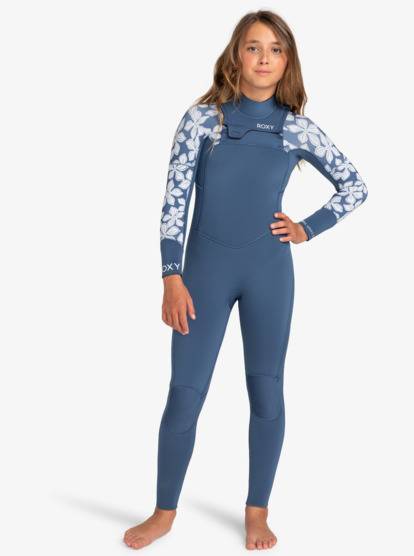 4/3mm Swell Series Girls 8-16 Blue Chest Zip Wetsuit