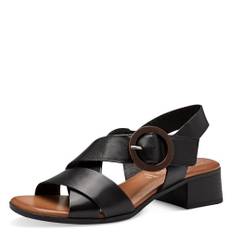 Tamaris COMFORT Damen Sandalen mit Absatz aus Leder mit Klettverschluss, Schwarz (Black), 40 EU