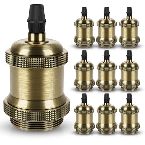 DiCUNO E27 Vintage Solid Lamp Socket Keramisk Lamphållare Edison Skruv Glödlampa Socket Adapter, 10 Stycken