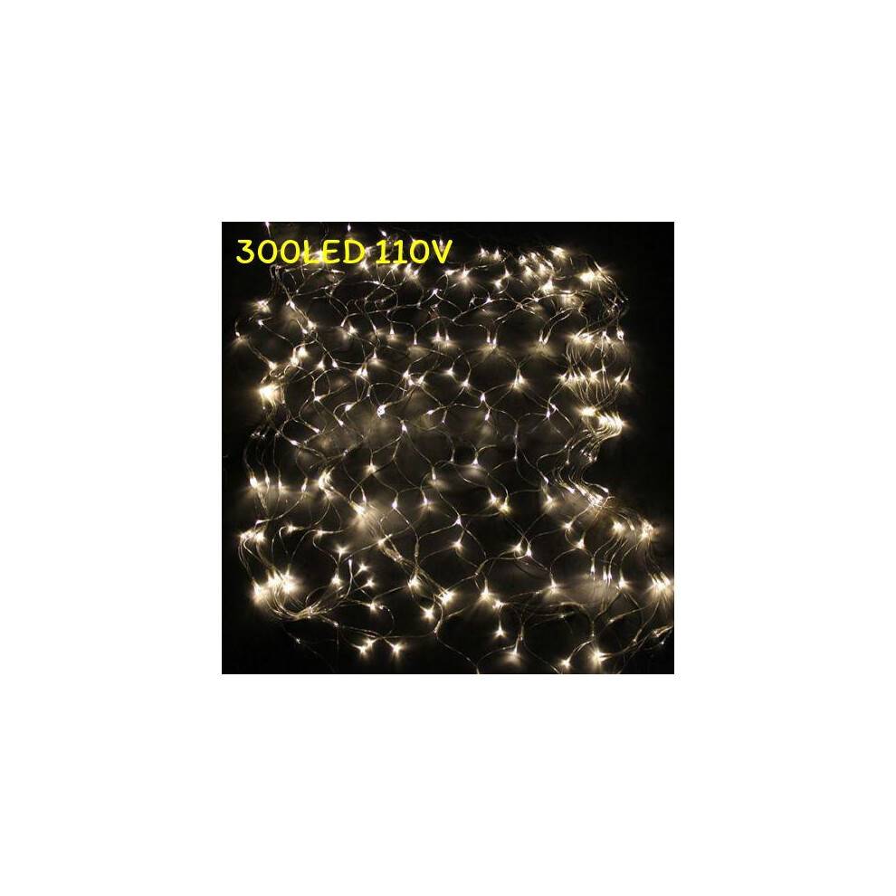 (Warm 300LED 110V)100300 Led Net Mesh Light Xmas Party Wedding Fairy Garden String Light 220110v