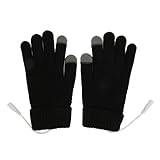 USB-uppvärmda Handskar, Vintervärmande Stickade Handskar, Avtagbara och Tvättbara, Tjocka Handskar för Kvinnor (BLACK)