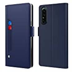 Custodia® Xperia 1 IV flipfodral, Xperia 1 IV folio-fodral, Xperia 1 IV, stativ funktionsfodral, Xperia 1 IV hudkänsla, skyddande skal, kompatibel med Sony Xperia 1 IV (mörkblå)