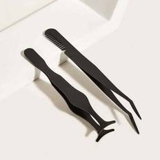 2 st ögonfranspincett, kammande ögonfranspincett, skönhetsverktyg, makeup lösögonfransassistent, skönhetsverktyg, ögonbrynsklippningsset, ympning av ö - Svart