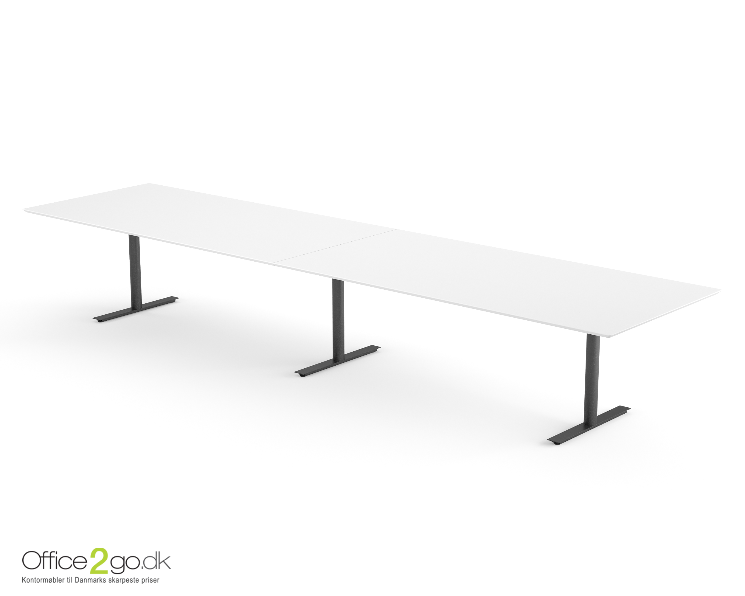 Inline mødebord (rektangulær bordplade) - 440 cm - Sort
