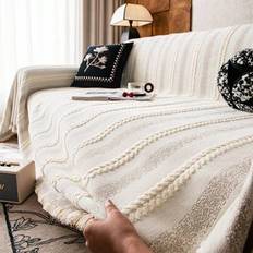 1pc Chenille Sofa Throw Blanket, Minimalist Ins Style, 3D One-Piece Sofa Cover, Suitable For All Seasons, Home Decor Sofa Couch Cover - Beige - 180cm*260cm,130cm*180cm,180cm*340cm,180cm*180cm