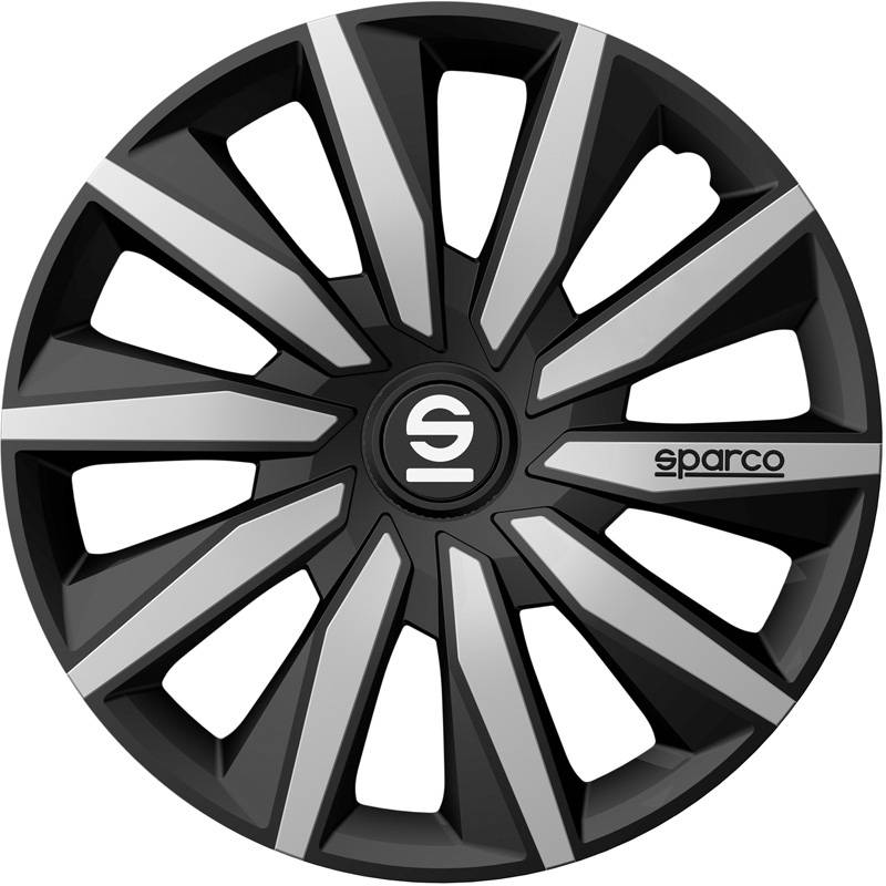 Sparco Hubcaps Milano 14tums SvartSilver Set med 4 delar