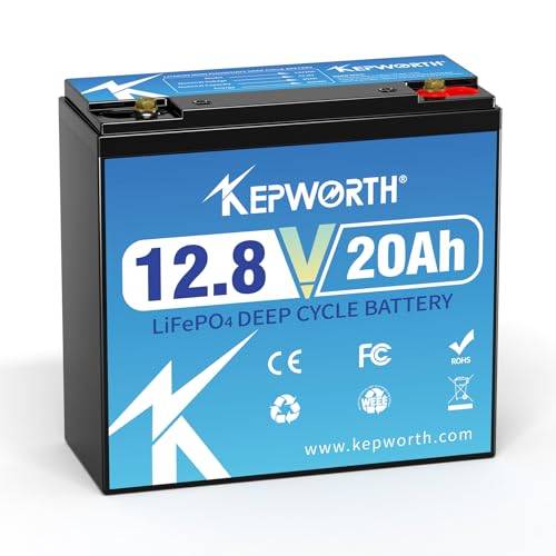 KEPWORTH 12V 20Ah LiFePO4 litiumbatteri djupcykelbatteri med BMS, 4000+ Cykler, 10 års Livslängd, Mer Effektiv Produktion, Lättare Vikt, Litiumbatteri för Byte av AGM-batteri