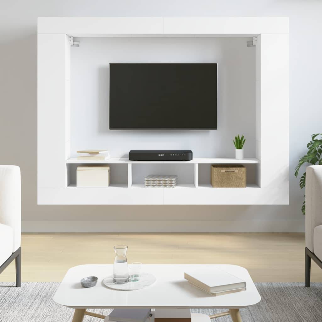 Vidaxl TV-bänk, Vit, 152X22X113 Cm, Träbaserat Material