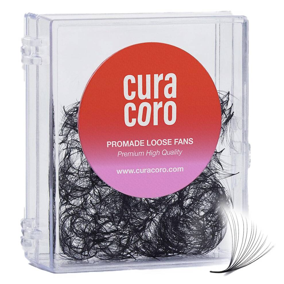 CURACORO PROMADE Fans-Håndlavet lydstyrke Lash Fans 3D-16D C-CC-D-DD-L-M Curl 0,03-0,1 mm tykkelse 8-20mm Længde Professionel langvarig 520 Count