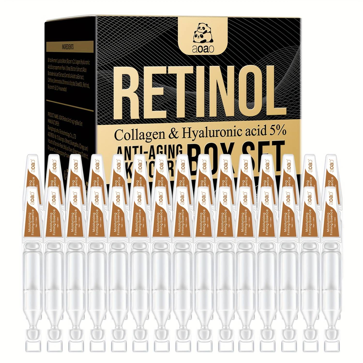 TEMU 30pcs/box Men's Retinol Serum Contains Collagen And Hyaluronic Acid Moisturizes, Brightens And Facial Skin Care Portable Small Bottle Travel Essential Skincare Make Skin Looking