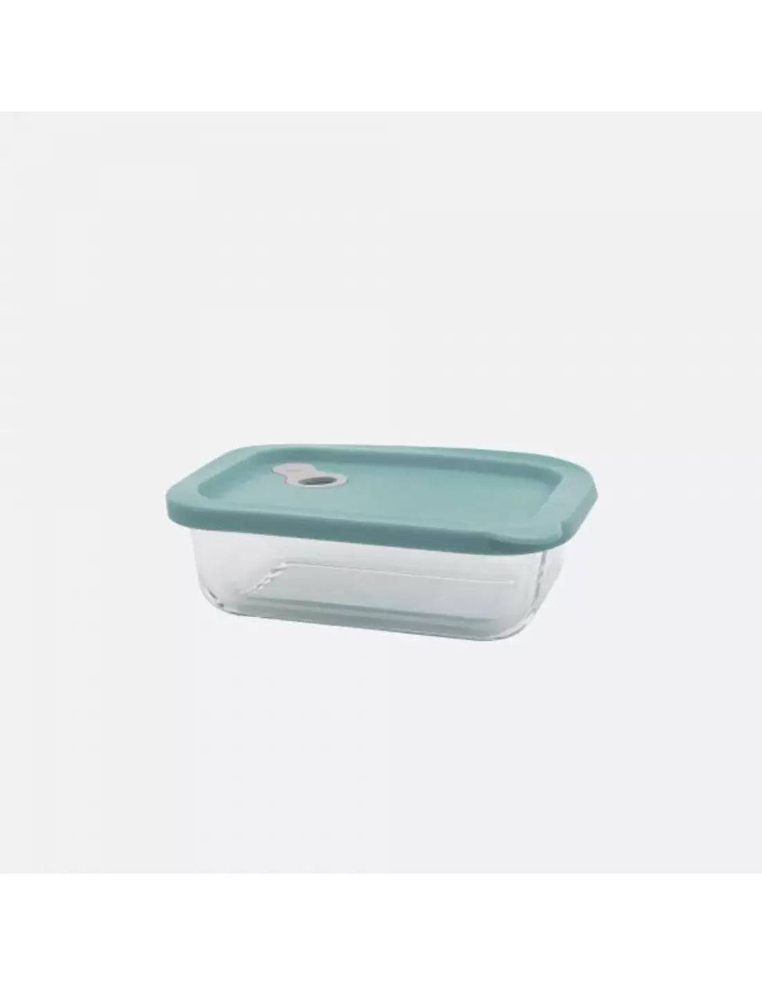 600ml Rectangular Glass Bottle with Sage Green Silicone Lid