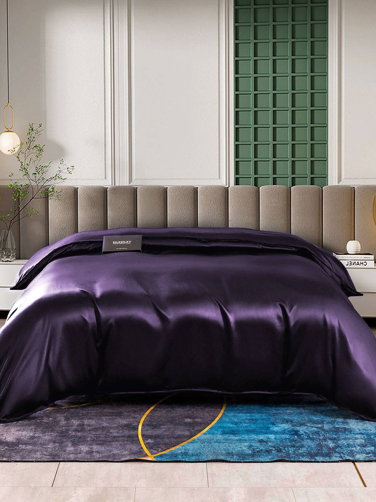 22Momme Mullbärssilke Seamless Påslakan - Mörklila / 230x220cm