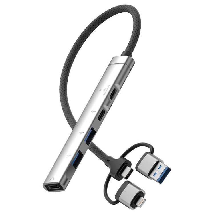 5i1 Hub USB-C till 3.5mm, USB-A och USB-C Hub Silver