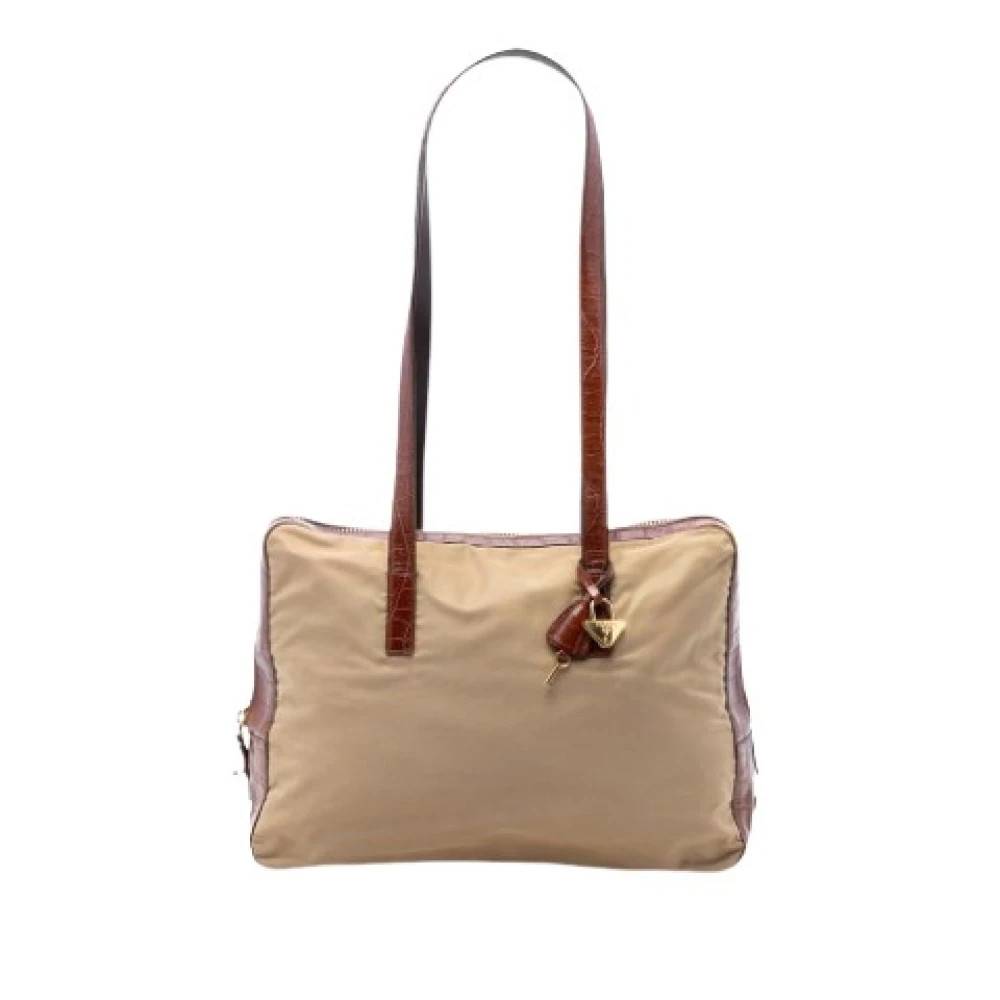 Prada Vintage Pre-owned Nylon Skuldertaske - Vintage - Dame - Beige - ONE SIZE - Uld