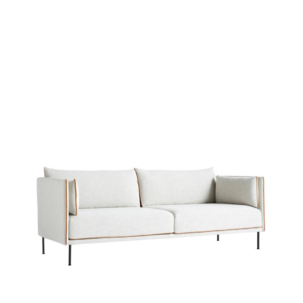 HAY Silhouette 3-sits soffa Beige-cognac piping-svart metallben