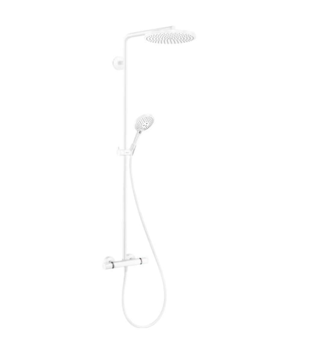 Hansgrohe Raindance S - Duschset med termostat, diameter 24 cm, 3 strålar, EcoSmart, matt vit 28823700