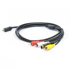 RCA-kabel för Sony Handycam CX250, CX270 CX260, CX200, CX730, CX210, CX580, PJ200, PJ600, TV, DVD, Blu-Ray, Kamera, Konsol – 1,4m AV-kabel, RCA-kontakt, Komposit Audio-Video