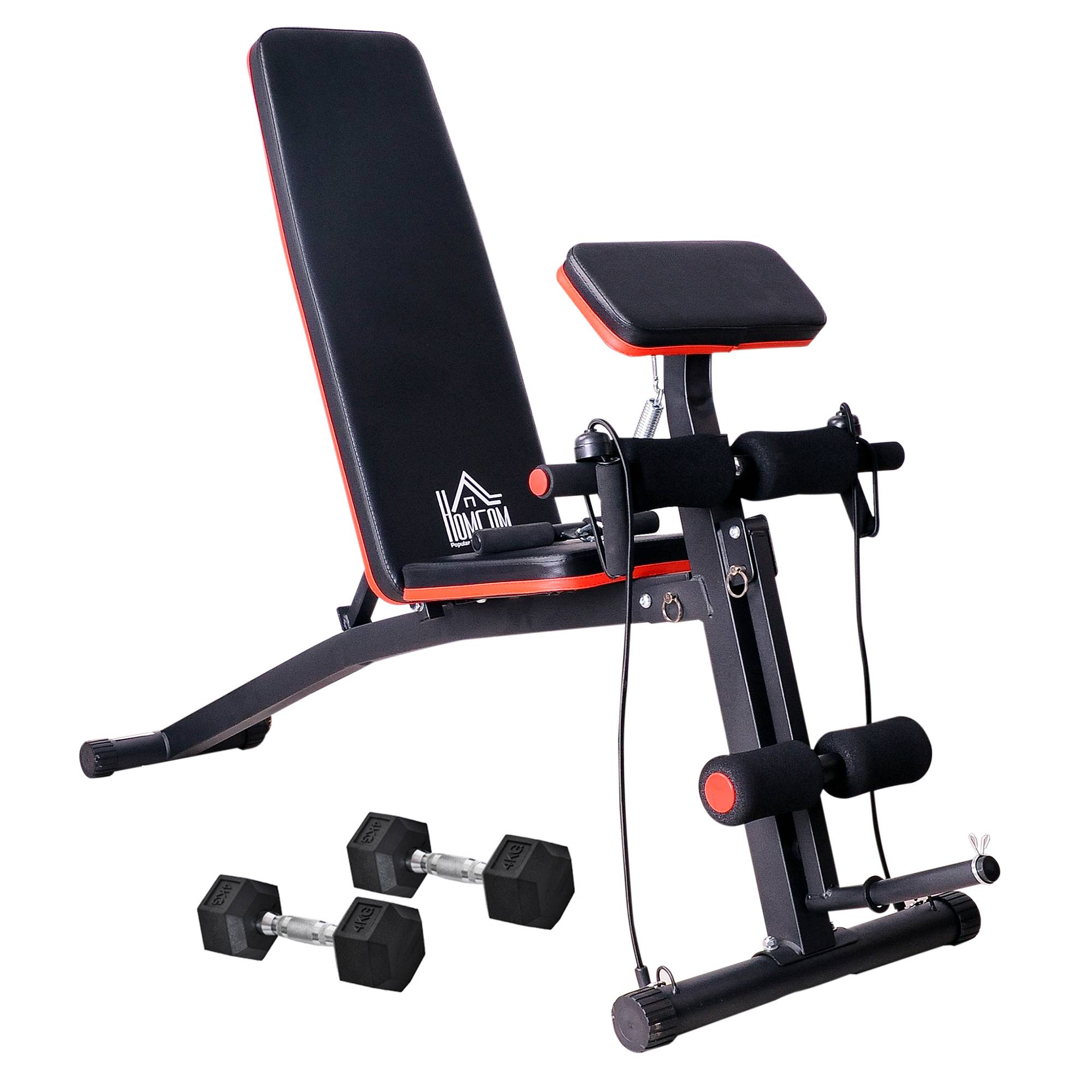 HOMCOM Adjustable Reclined Dumbbell Bench Weight Lifting Set Folding Sit Up Ab Bench Home Training Gym Multiuse Workout Exercise Fitness Aosom UK