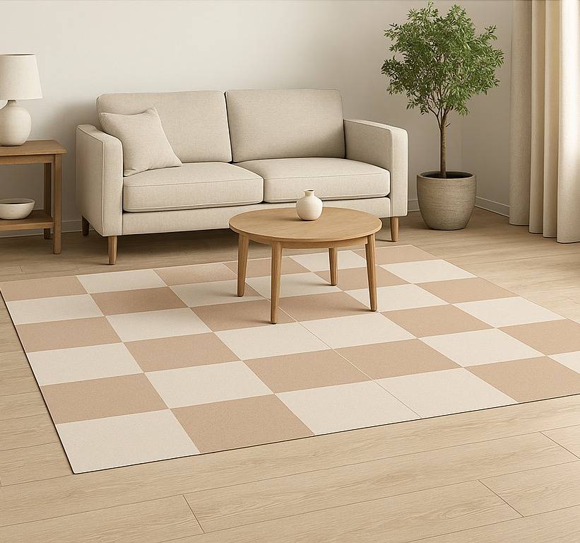 Beige rutmönster Vinylmatta fyrkant