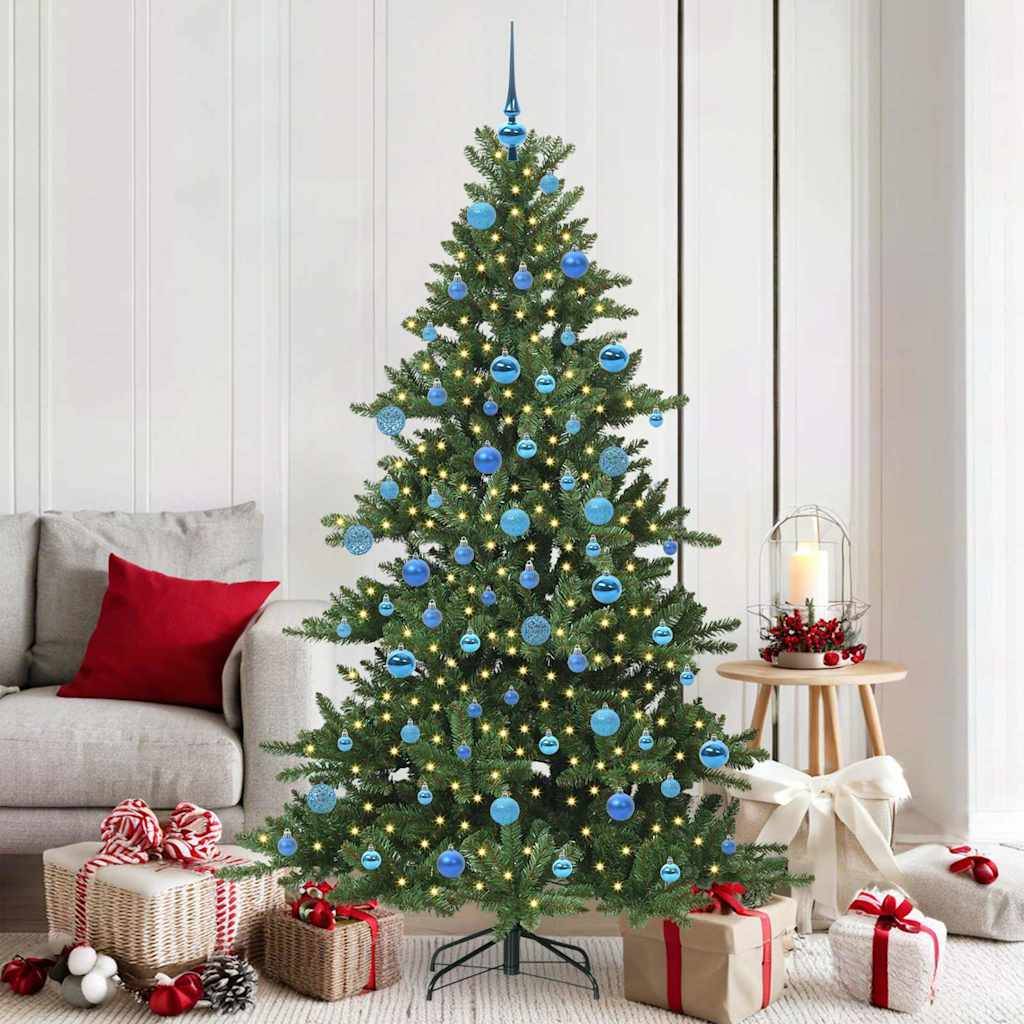 vidaXL Kunstigt Hinged Juletræ med 300 LED'er Grøn 180 cm PVC og Stål