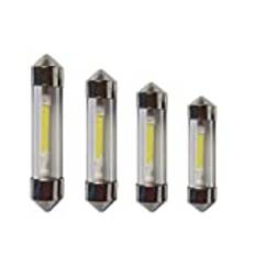 LED bil girlang kupol lampa 31 mm 12 V 360 graders COB filament lampa vit 6 000 K för bil läslampor, interiörlampor, registreringsskylt lampa, 4 st (31 mm vit)