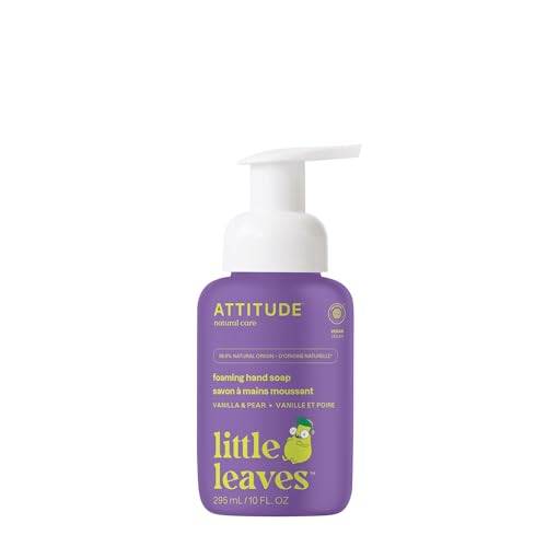 ATTITUDE Foaming handtvål för barn, EEG-verifierad, dermatologiskt testad, växt och mineralbaserade ingredienser, vegan, vanilj och pärla, 295 ml