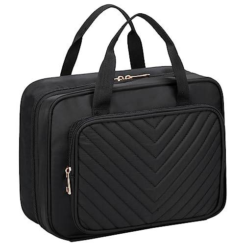 Necessär för kvinnor, Kasgo Necessär Resor Kvinnor Stor Sminkväska Organisatör Vattentät Toalettväska Inomhus Transparent Fack med Krok Necessär Strandväska Sportväska Flickor, svart, Elegant