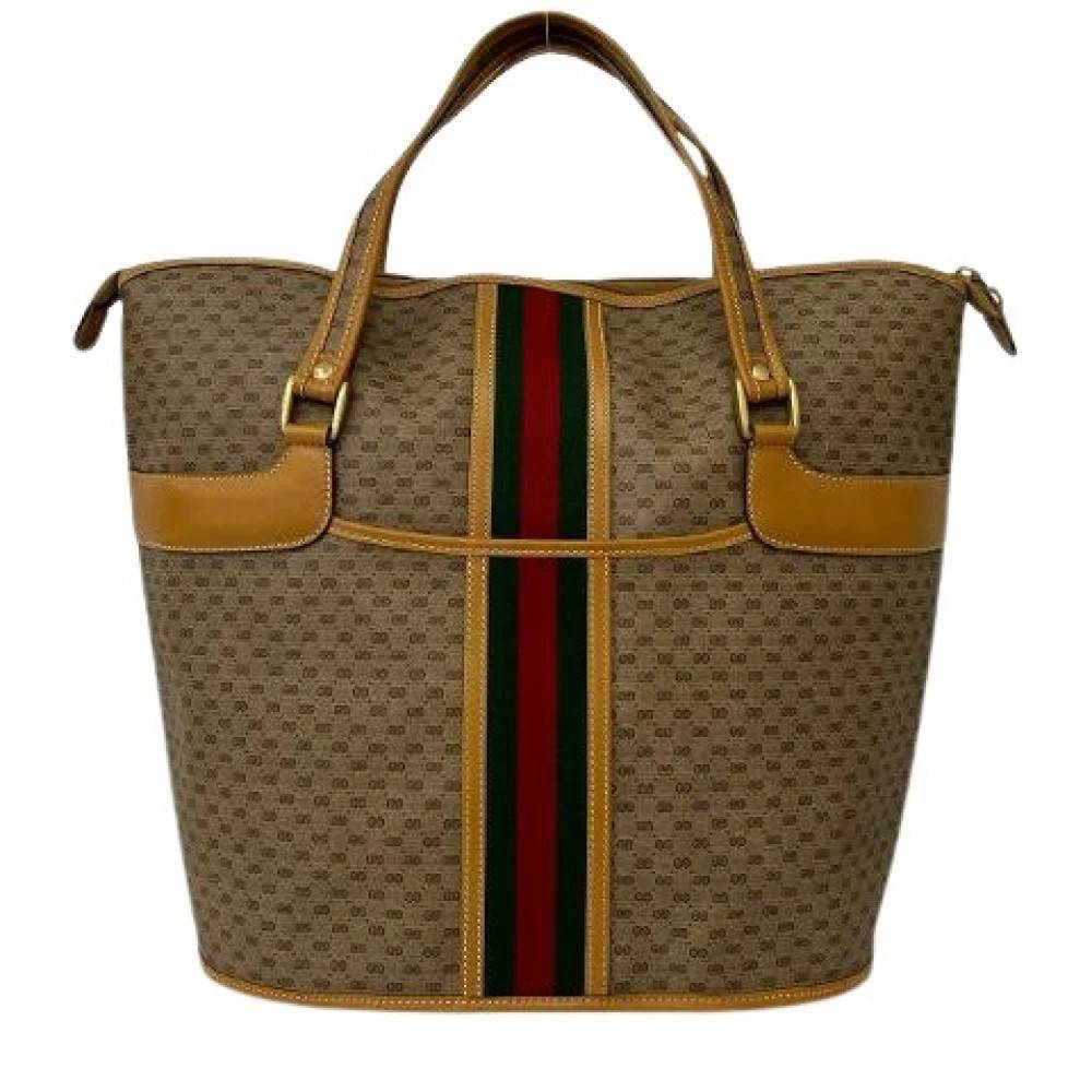 Gucci Vintage Pre-owned Micro GG Tote Bag - Vintage - Dame - Brun - ONE SIZE - Læder