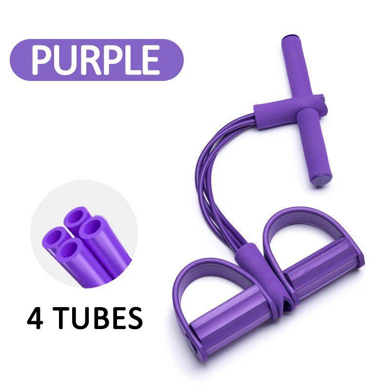 Multifunktionellt spänningsrep 6-tubers elastiskt yoga-pedaldragare motståndsband spänningsrep för bensträckning bantningsträning violett