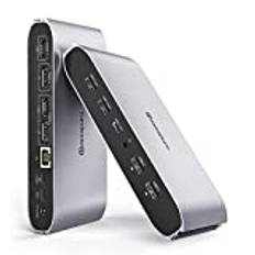 Minisopuru USB C-dockningsstation (13 i 1), DisplayLink dockningsstation 3-bildskärmar för MacBook M1/M2/M3/M4/Windows, med 2 HDMI och 2 DisplayPort, 100 W laddning, USB-C data, Ethernet, ljud, 4