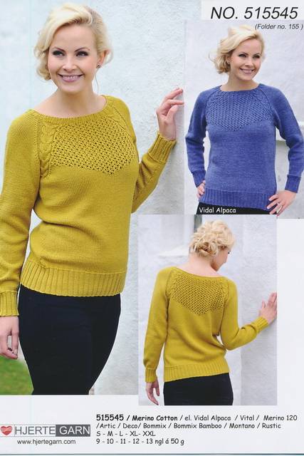 515545 Sweater m/snoning & hulmønster.