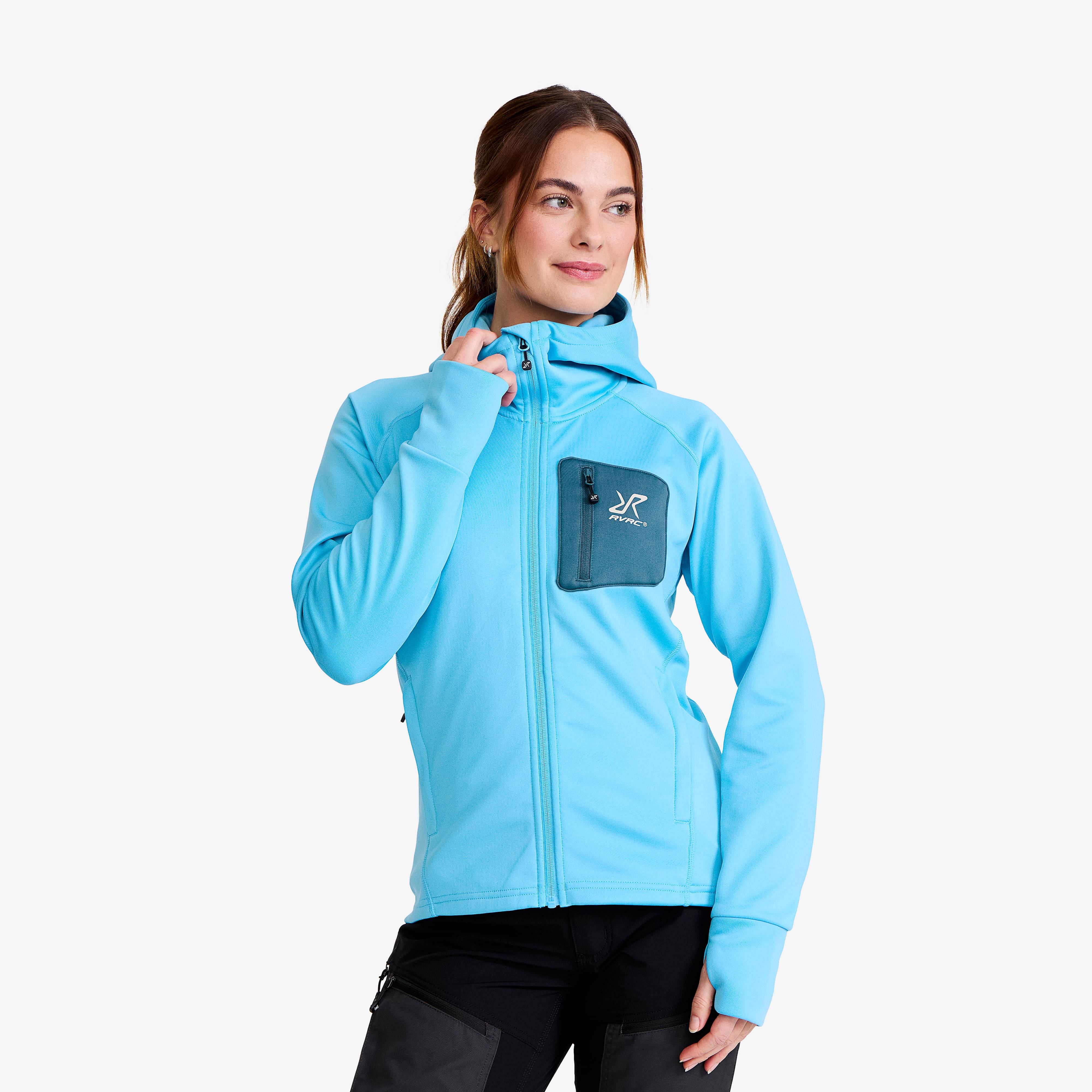 Evolution Stretch Fleece Hoodie Dame Alaskan Blue, Størrelse:4XL - Dame > Overdele > Fleece & Midlayers