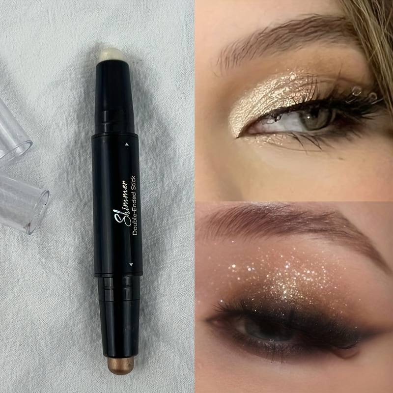 Double-ended Glitter Eyeshadow Stick Waterproof - Tip Shimmer & Palette With High Pigmentation, Long- Suitable For For , For, For, For