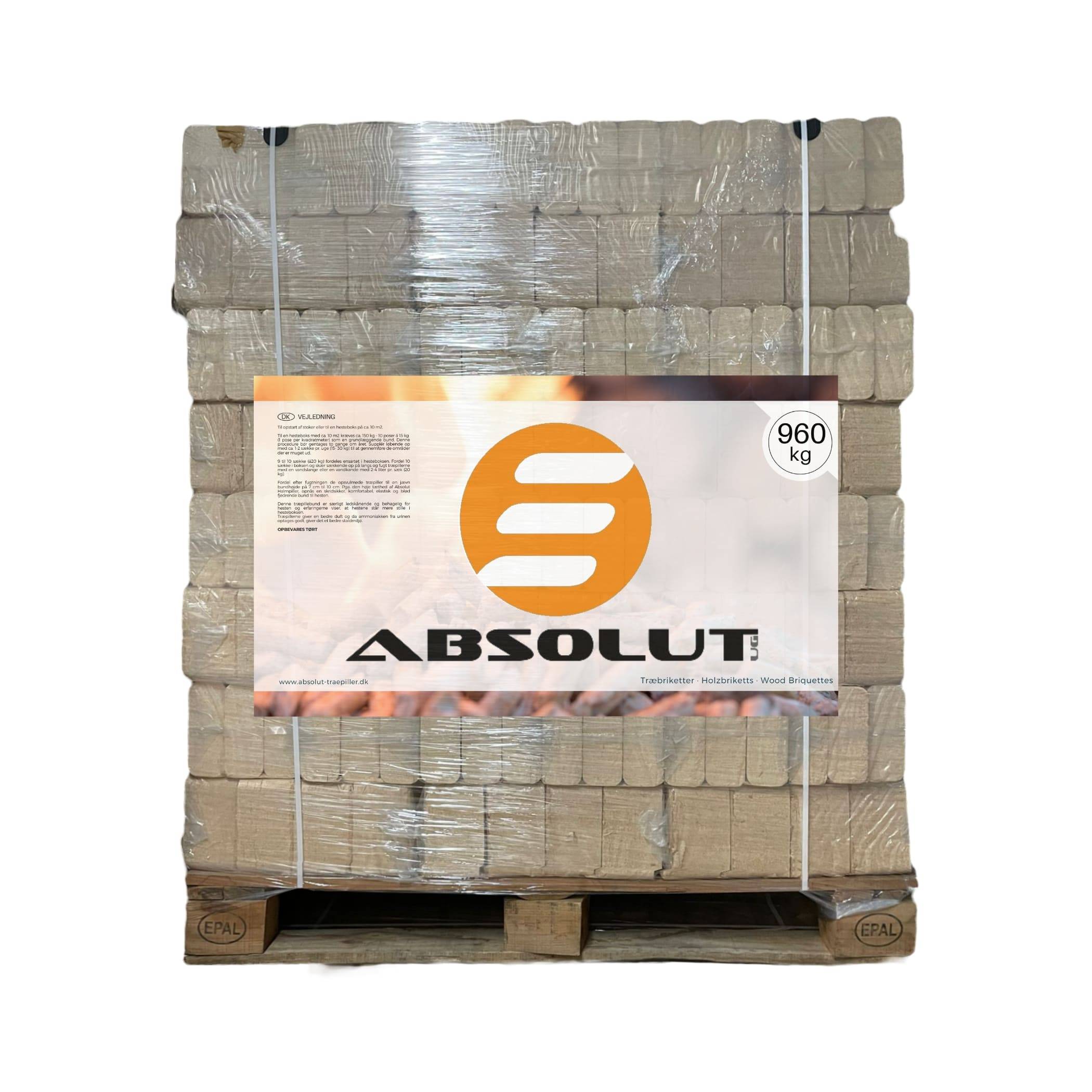 Absolut Træbriketter Ruf 1 palle (480 kg).