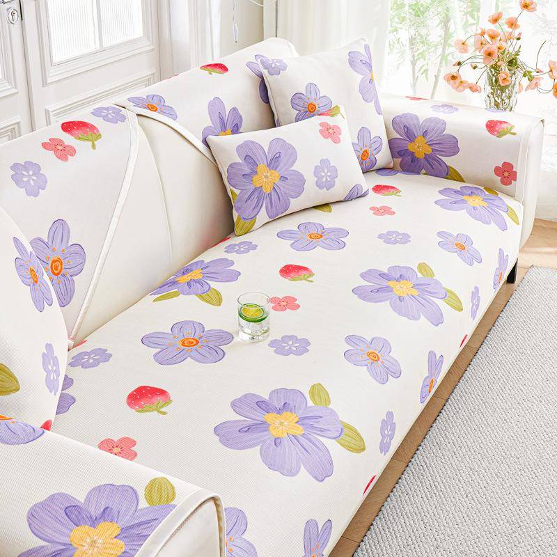 Universal Sofa Cushion Cover Slipcover Funda Living Room Non-slip Ice silk Full Flower Couch Sofa Cover 70X70cm 1pc