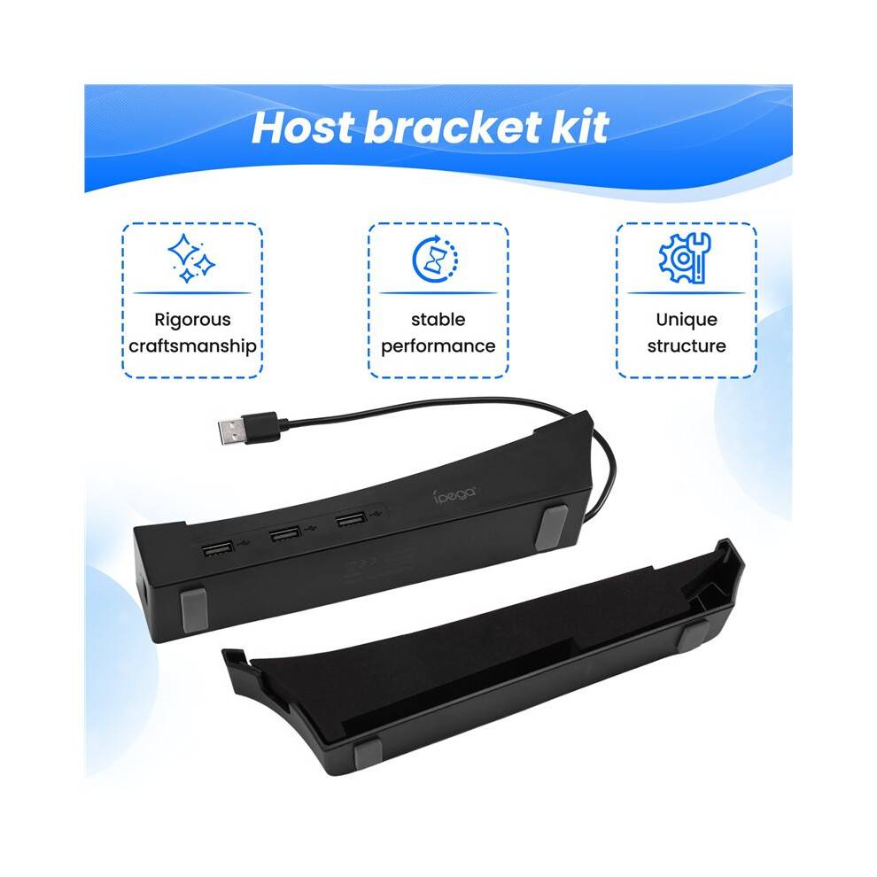 IPEGA Main Unit Bracket, Horizontal Stand for PS5 Pro/for PS5 Slim Console with 4-Port USB Hub, Base Holder for PS5 Accessories