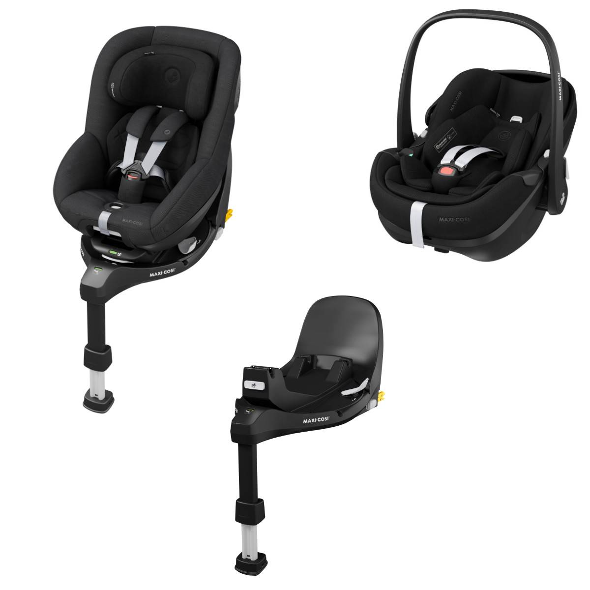 Maxi Cosi 360 Pro Bundle, Pearl 360 Pro - Pebble 360 Pro2 - FamilyFix - Authentic Black