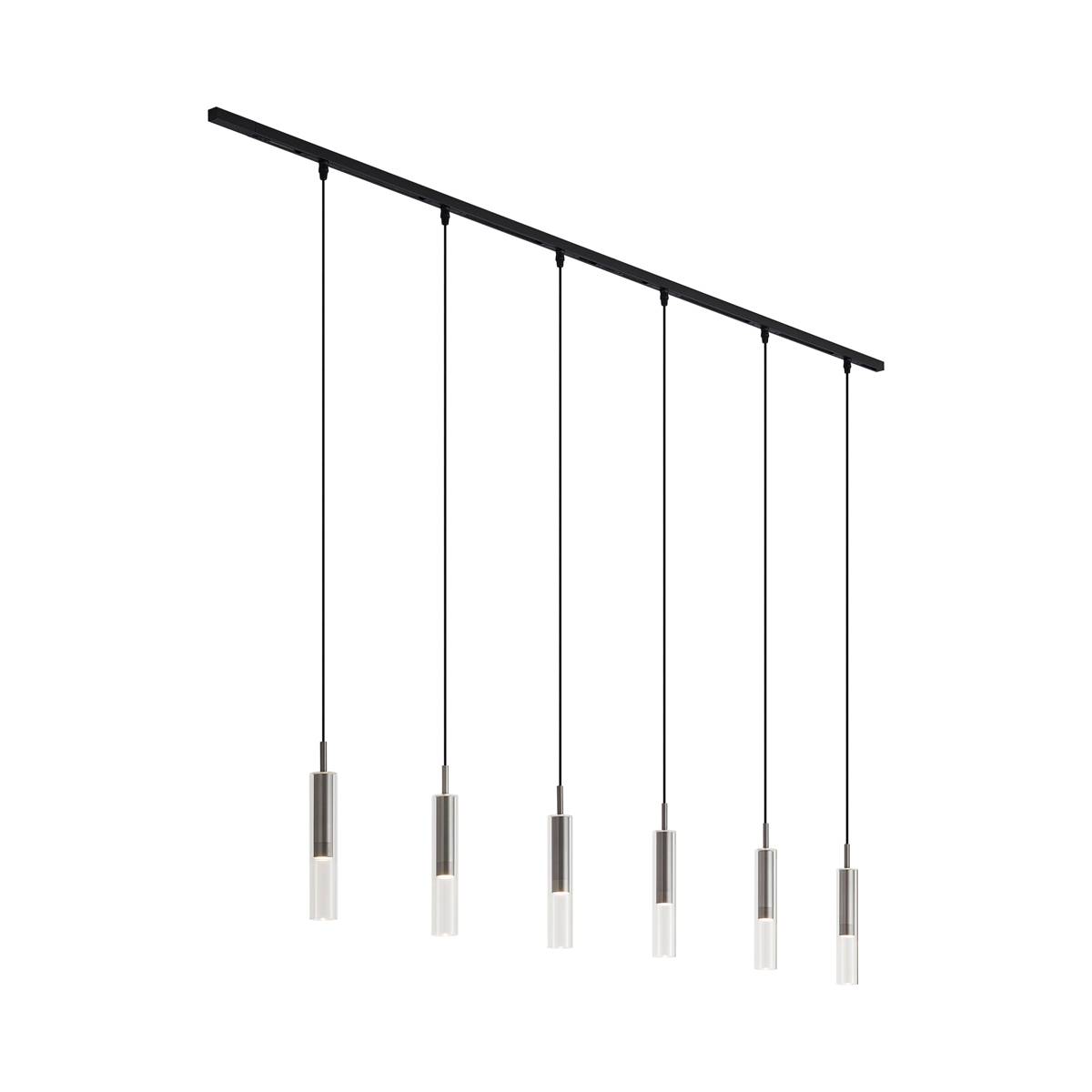 Modernt skensystem svart med 6 hänglampor gunmetal 1-fas - Slimline Loyce