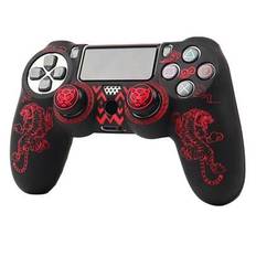 RALAN Tiger Design Controller Skin Cover med 2 tumgrepp Kompatibel med Playstation 4 Slim/Pro Controller - Multifärgad (svartvit,svart röd,vit röd,Svart och blå,Svart och gul)