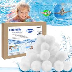AOKKR Filterbollar 1300 g för Poolrengöring, Filterbollar för Sandfiltersystem Pool Filterpump Akvarium Sandfilter, Att Byta ut Sanden Mot Filterbollar Pooltillbehör