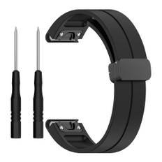 Garmin Fenix 7X/6X/6X Pro etc. Klockarmband i silikon med magnetlås - Svart