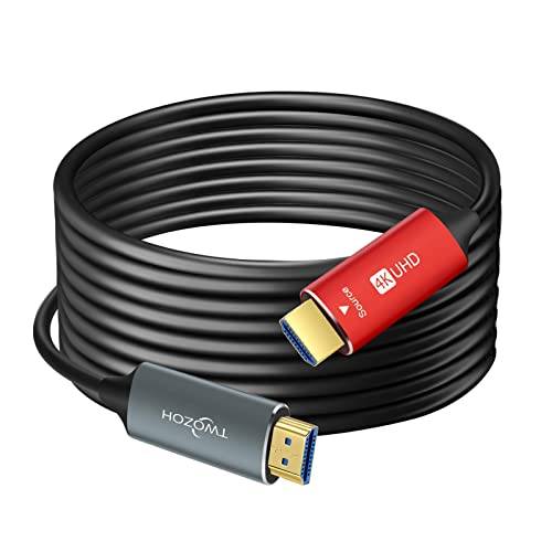 Twozoh HDMI Glasfaser Kabel 50M, HDMI Optisches Kabel 2.0 4K/60Hz 18Gbps High Speed UHD Fiber Optic HDMI Kabel