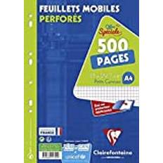 Clairefontaine 11792C – förpackning med 250 ark ringpärmsinlägg, rutig, 90 g, DIN A4, 21 x 29,7 cm, vit, 1-pack