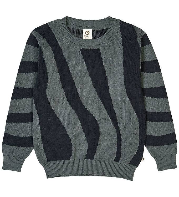 Müsli Bluse - Strik - Jacquard - Stormy Blue - Müsli - 3 år (98) - Bluse