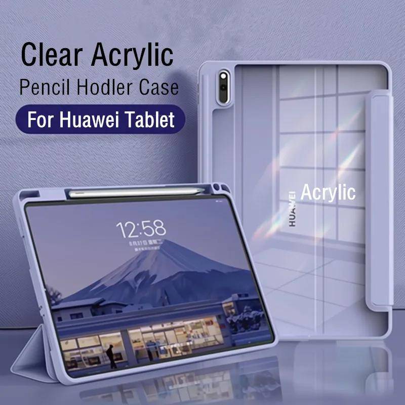 Clear Acrylic Case For Huawei Matepad Air 11.5 11 10.4 Pro 11 10.8 Pencil Holder Cover For Honor Pad V6 V7 10.4 Inch Cases svart
