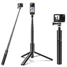 Wiseten Selfiepinne stativ monopod för GoPro Insta360, 120 cm utdragbart selfie vlog-handtag bärbart stativstativ tillbehör för GoPro Hero 13 12 11 10 9 8 7 6 svart insta360 X3 X4 DJI actionkamera