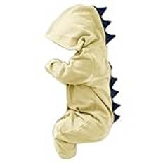 Dinosaurie babykläder, baby pyjamas overall med huva djurdräkt höst sovdräkt pyjamas nyfödd babysovsäck söt bodysuit långärmad jumpsuits bomullskläder, GUL, 90