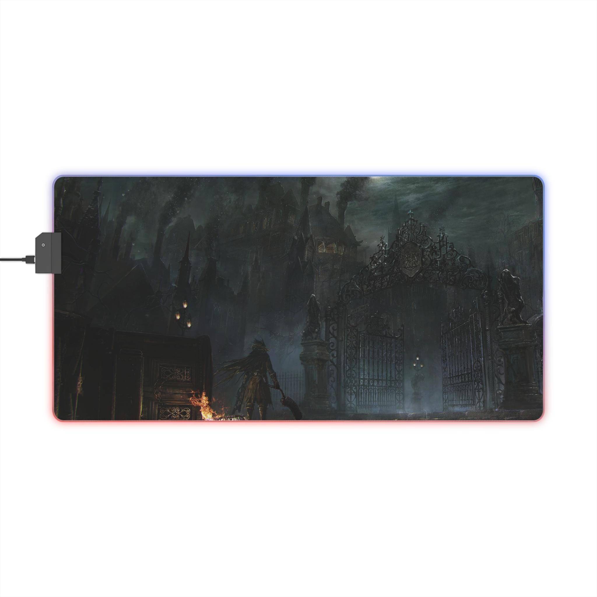 Gaming Mauspad, Elden Ring Design, LED-Lichter, USB-Anschluss, rutschfest, RGB-Beleuchtung, Gamer Zubehör, Schreibtischmatte